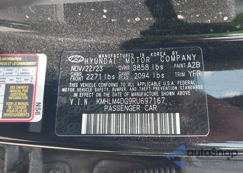 2024 Hyundai Elantra Sel z USA, uszkodzony, nr VIN KMHLM4DG9RU697167